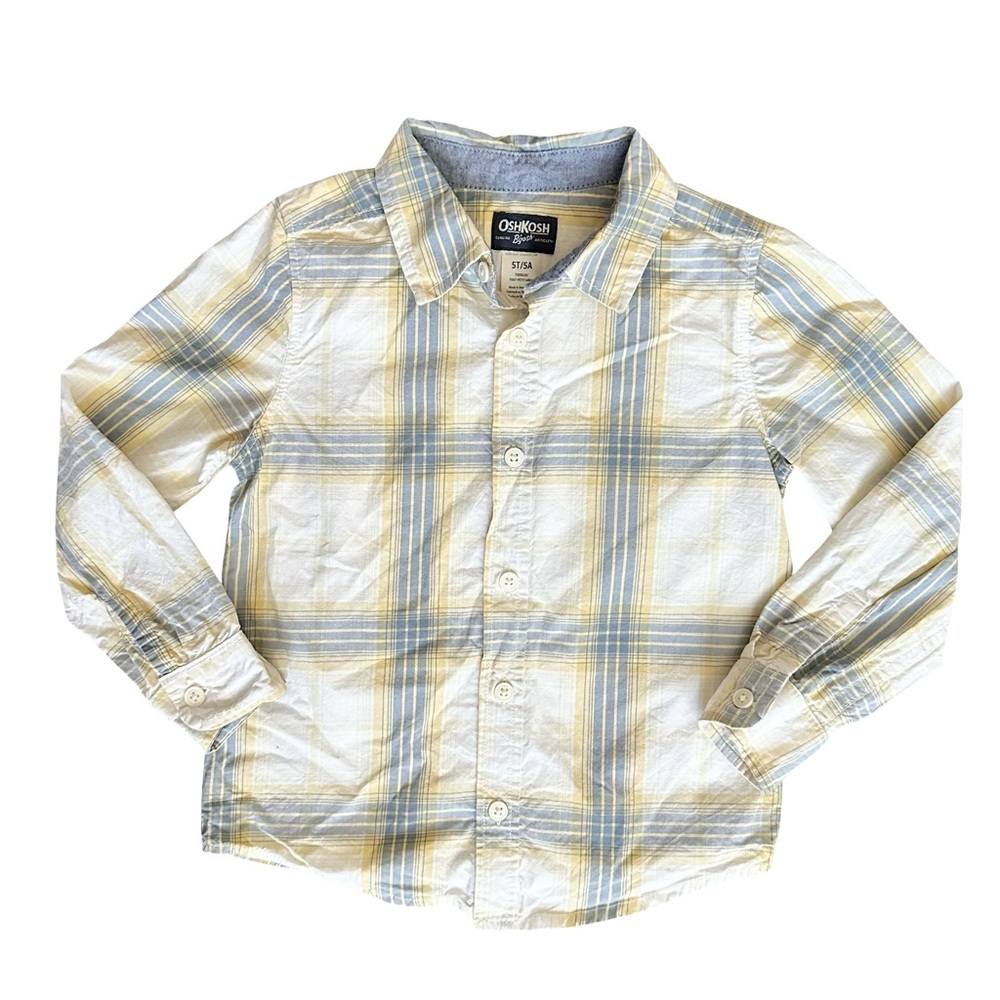 Oshkosh B'Gosh 5T Boys woven cotton plaid button down long sleeve shirt